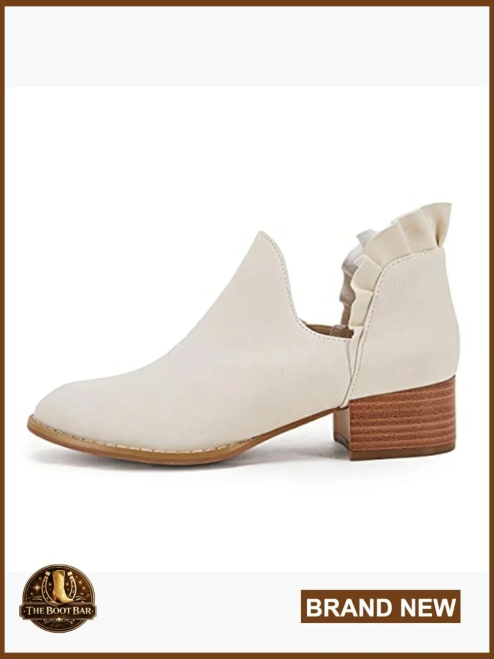 Pointed Toe Ankle Boots with Ruffled Design and V Cut Out
